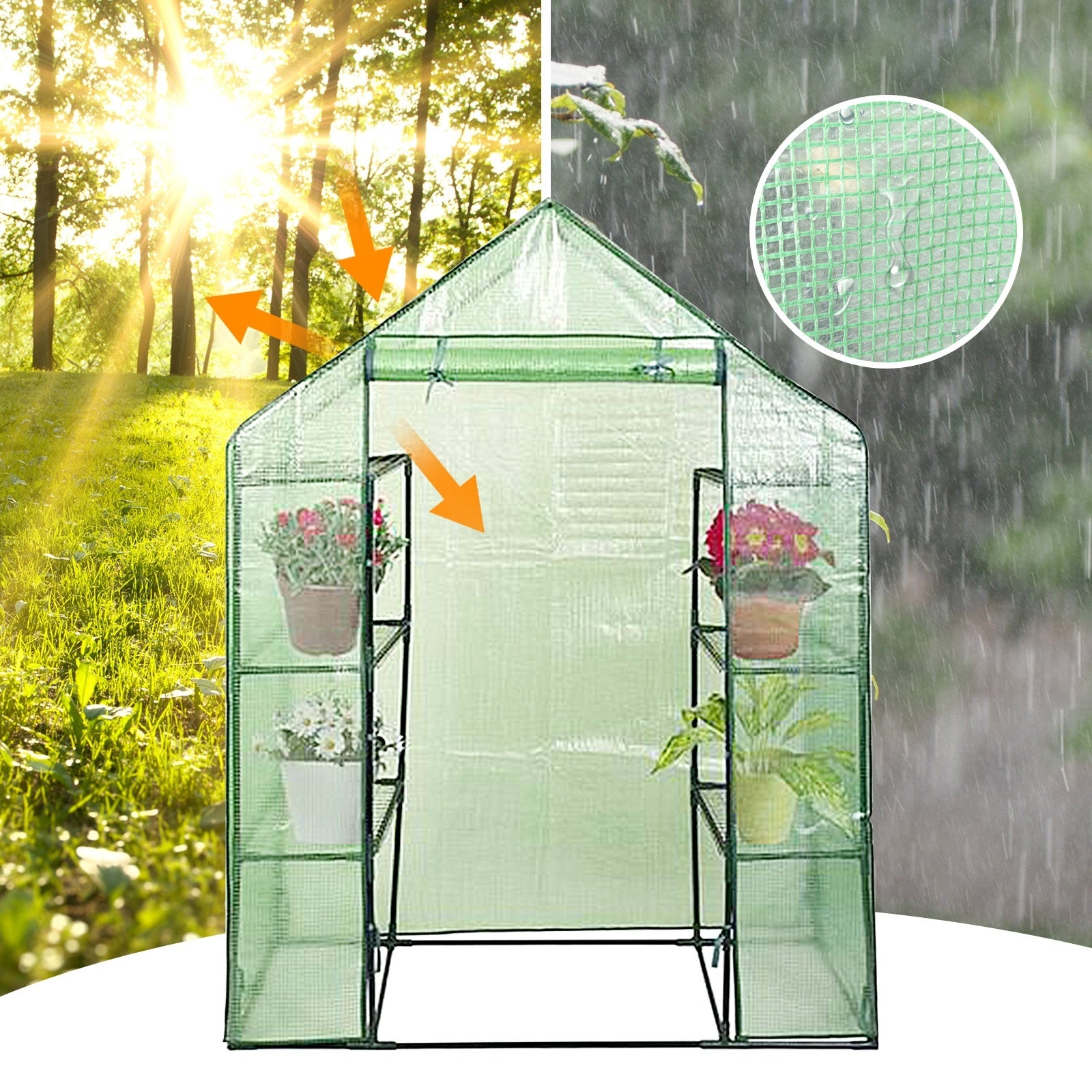 Mini Portable 4 Tier 8 Shelves Walk-in Plant Greenhouse Doba